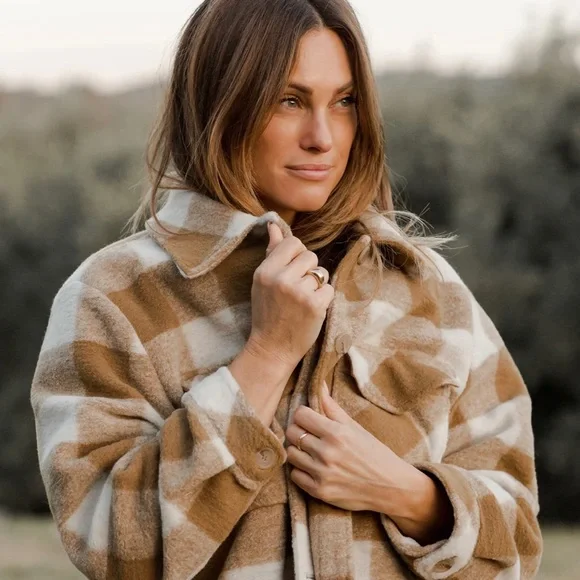 RYLEE + CRU Plaid Shacket | Cedar Check - Picture 2 of 2